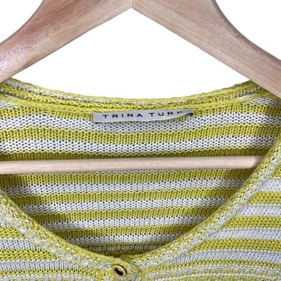 Trina Turk Ashbridge Cardigan Sweater Striped Summer Spring Yellow White Boho - Picture 6 of 7